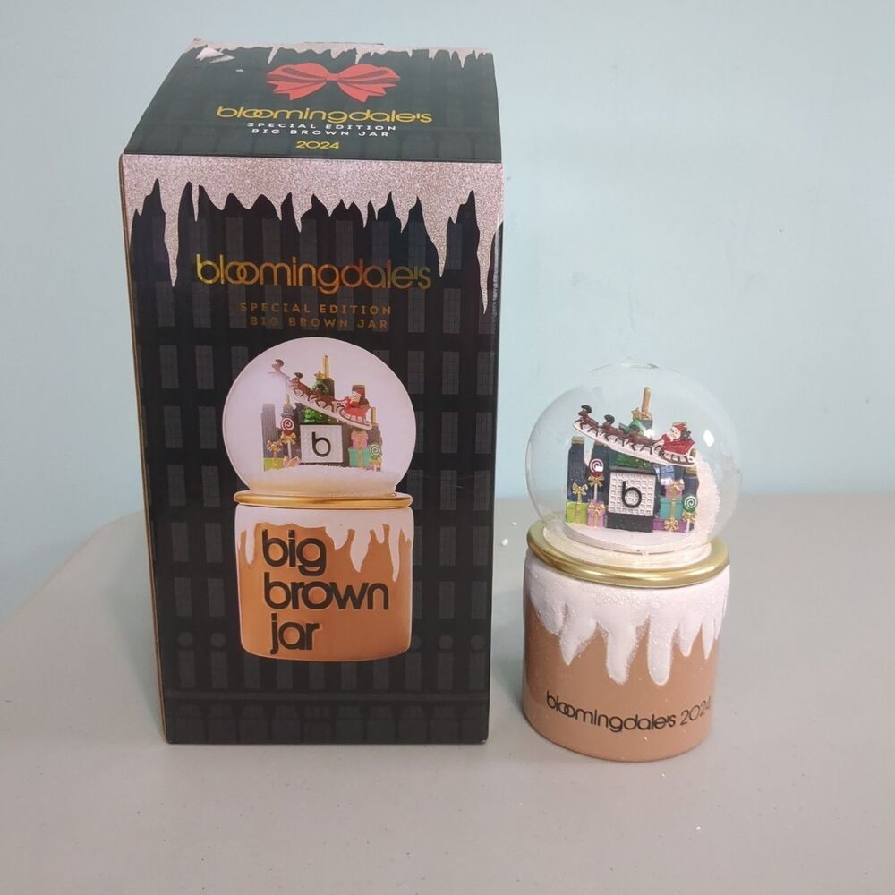 Bloomingdales Candy Jar Snow Globe Big Brown Bag 2024 Limited Edition 59th St